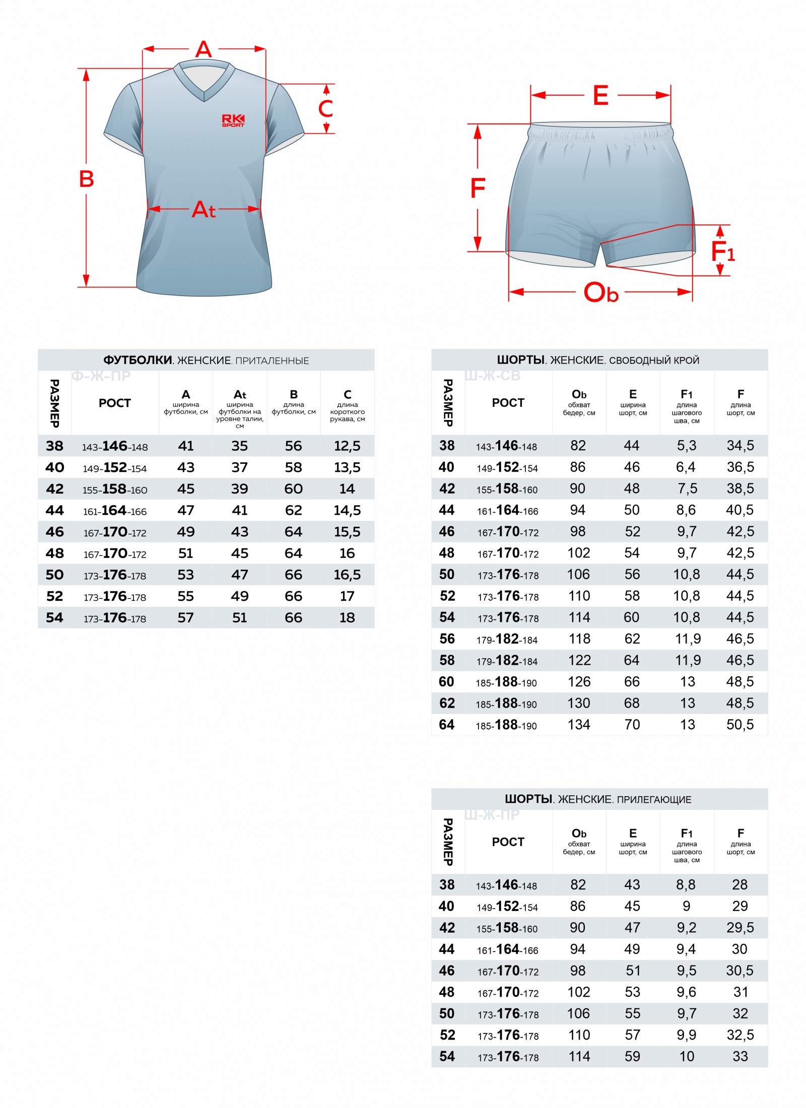 Размеры формы для футбола и волейбола